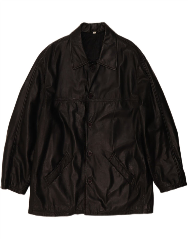 Vintage Herre Læderjakke EU 54 2XL Sort Læder