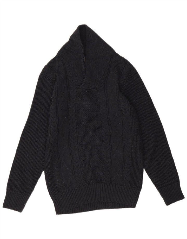Zara Herre Shawl Neck Jumper Sweater Medium Sort Akryl