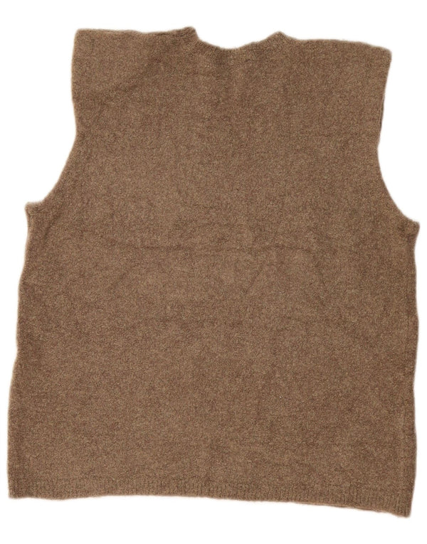 Zara Dame Vest Tank Top UK 14 Medium Khaki Flecked Polyamid