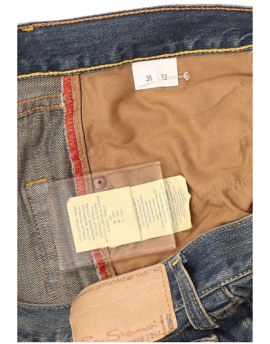 BEN SHERMAN Straight jeans til mænd W36 L32 blå bomuld