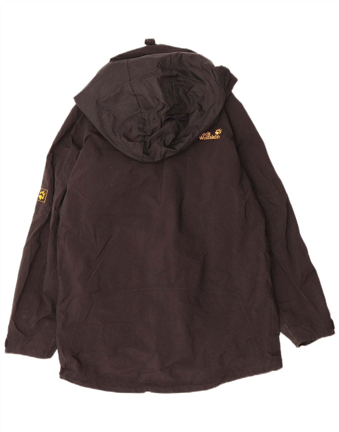 JACK WOLFSKIN Kvinder Oversized Hætte Regnjakke UK 8 Lille Sort