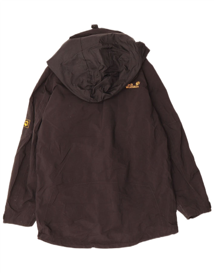 JACK WOLFSKIN Kvinder Oversized Hætte Regnjakke UK 8 Lille Sort