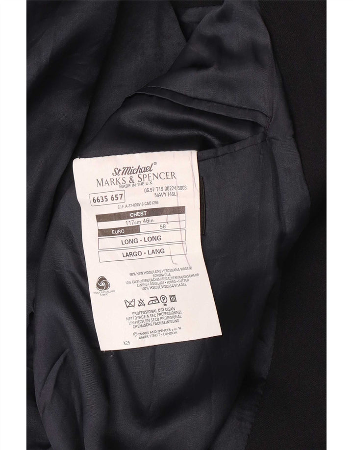 Marks & Spencer Herre Longline Blazer Jacket UK 46 XL Navy Blue