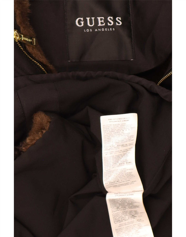 Guess, grafisk hættejakke til kvinder, UK 6 XS sort polyester