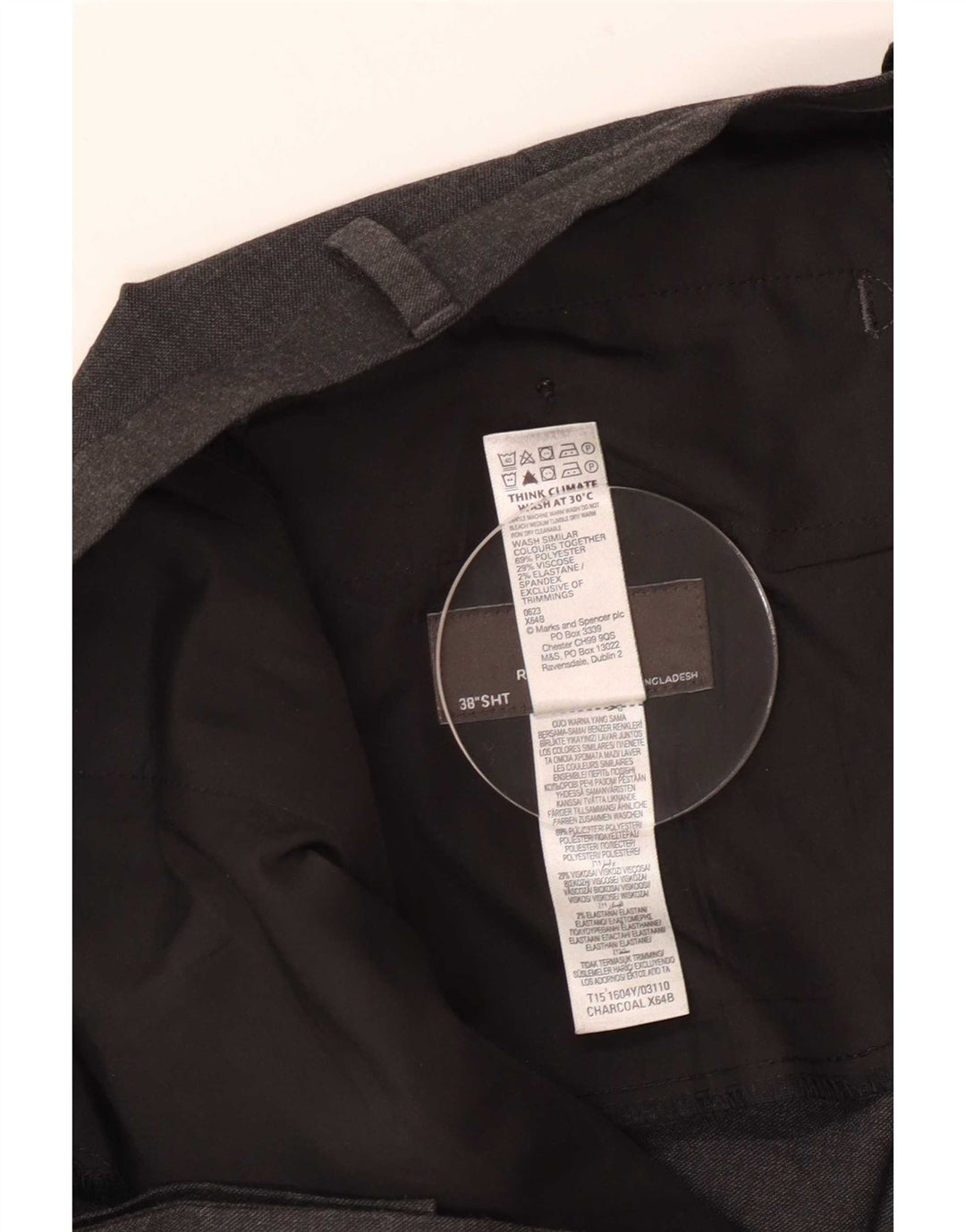Marks & Spencer Herre Regular Fit Suit Bukser W38 L29 Grå Polyester