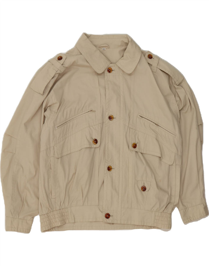 VINTAGE Mens Military Jacket UK 42 XL Beige Polyester Vintage Vintage and Second-Hand Vintage from Messina Hembry 