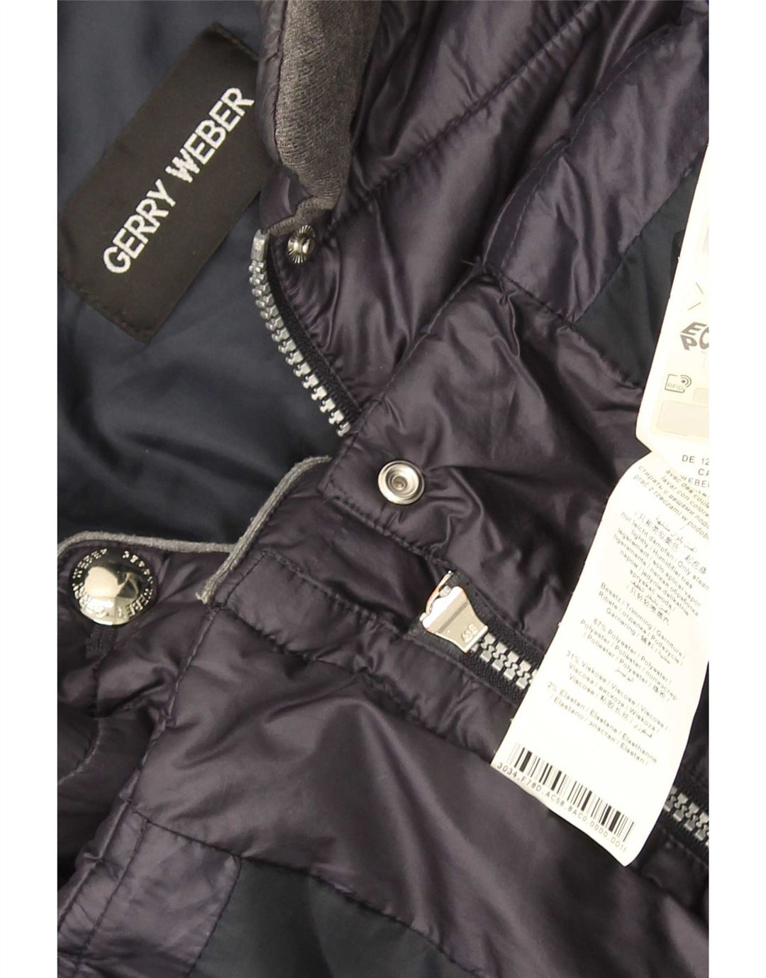 Gerry Weber Dame Polstret Jakke UK 14 Large Navy Blue Polyester