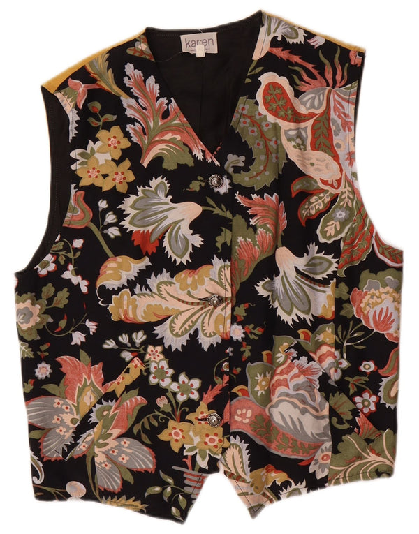 VINTAGE Damevest UK 14 Medium Flerfarvet Blomsteracetat