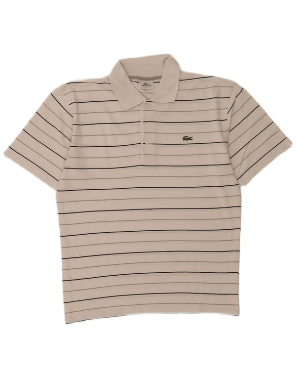 Lacoste Herre Polo Shirt Størrelse 4 Medium Hvid Stribet
