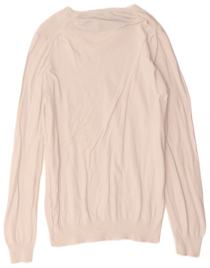 Zara Herre V-hals sweater Stor hvid bomuld