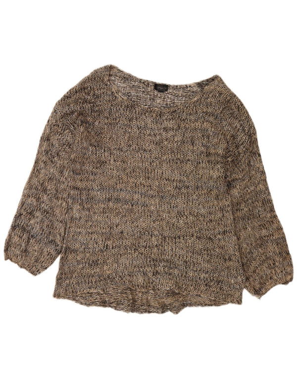 Topshop Dame Boat Neck Jumper Sweater UK 12 Medium Brown Flecked