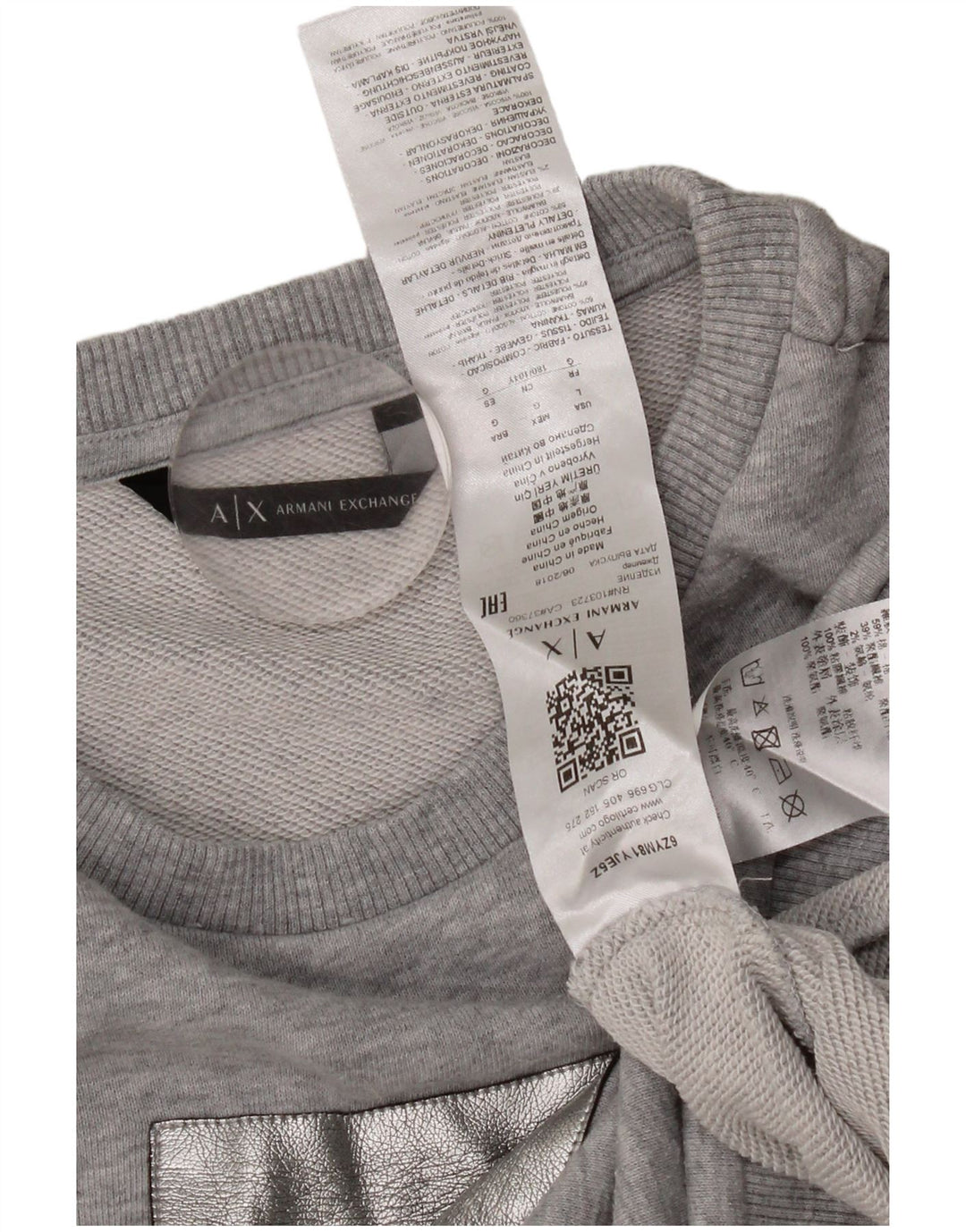 Armani Exchange Dame Grafisk Sweatshirt Jumper UK 16 Stor Grå Bomuld