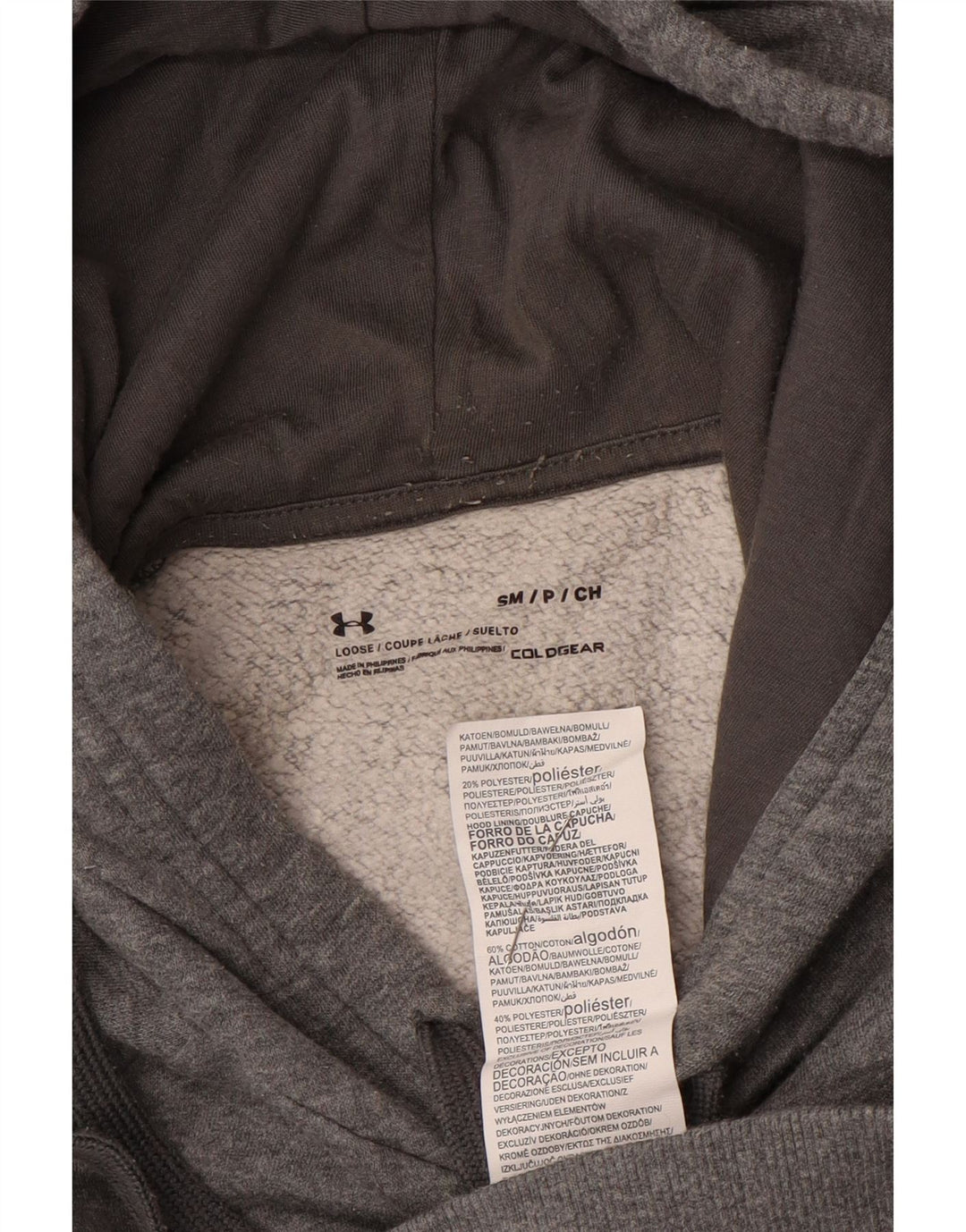 Under Armour Dame Cold Gear Hoodie Jumper UK 10 Small Grey Cotton