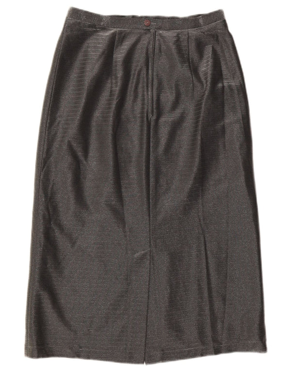 VINTAGE Højtaljet lige nederdel til kvinder EU 38 Medium W25 Grå Triacetat