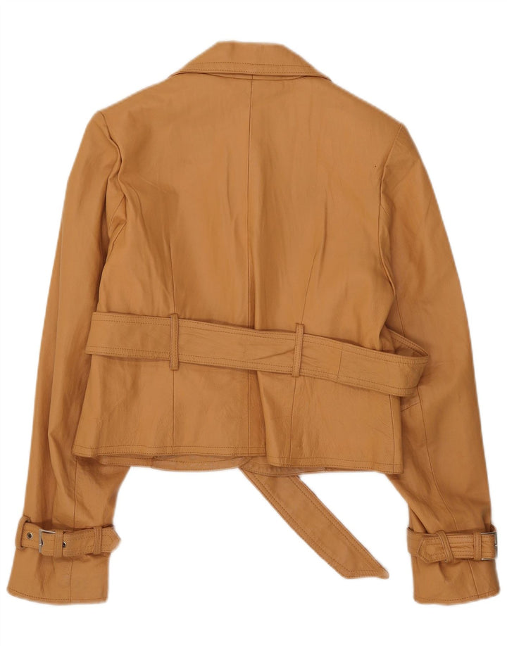 Vintage læderjakke til kvinder UK 12 Medium Beige Læder