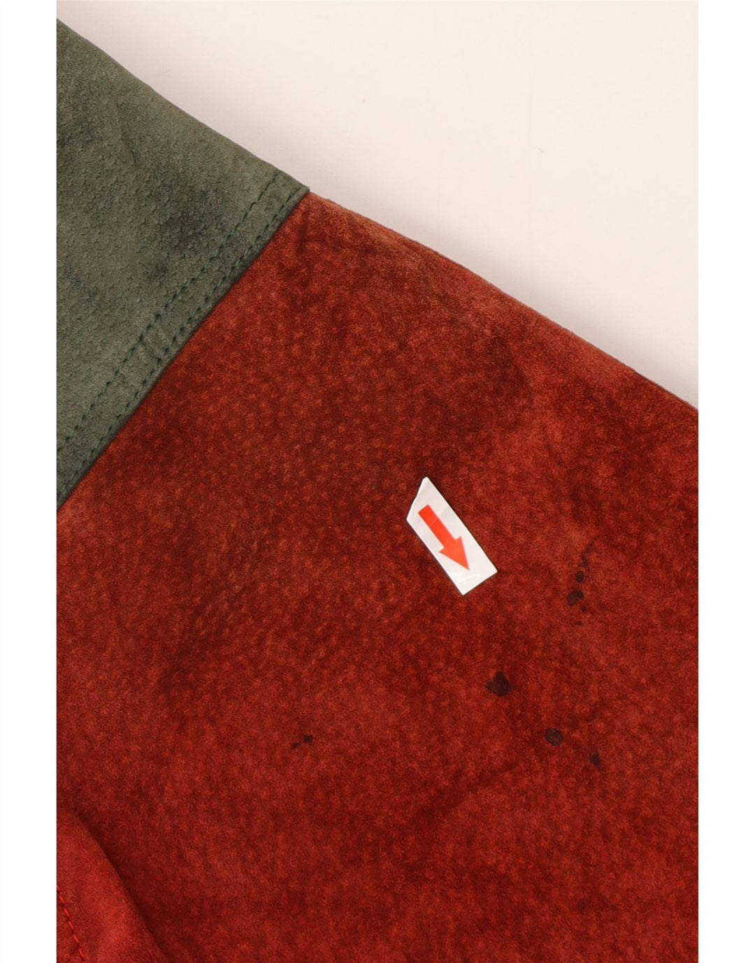 VINTAGE Herre Loose Fit Suede Bomber Jacket UK 38 Medium Red Colourblock