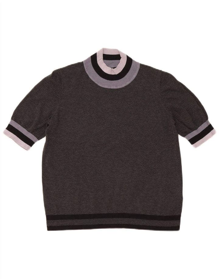 Cos Dame Turtle Neck Jumper Sweater UK 14 Medium Grey Colourblock