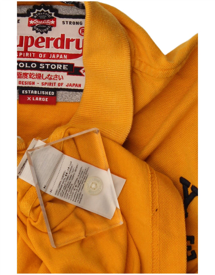 SUPERDRY Herre grafisk poloshirt XL gul bomuld