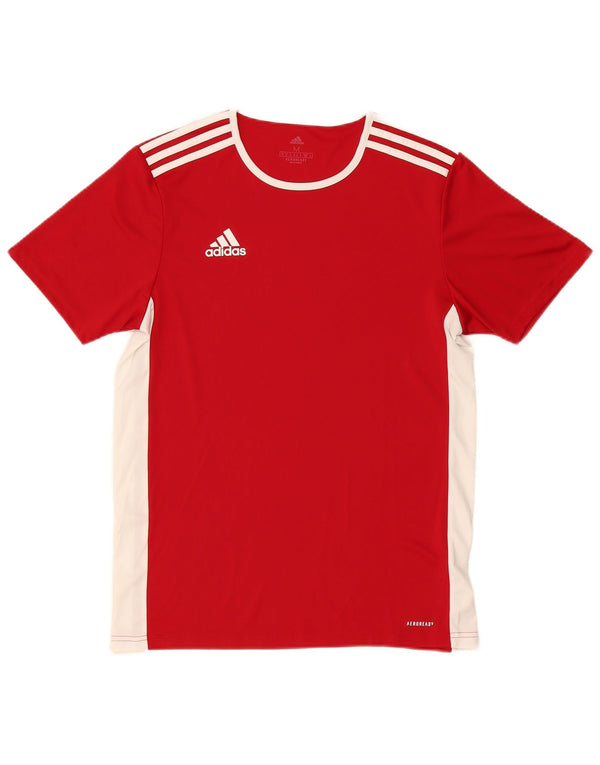 Adidas Herre Aeroready T-Shirt Top Medium Rød Colourblock Polyester