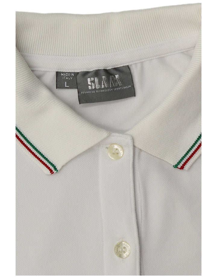 Slam Dame Polo Shirt UK 14 Large White Argyle/Diamond Polyamide