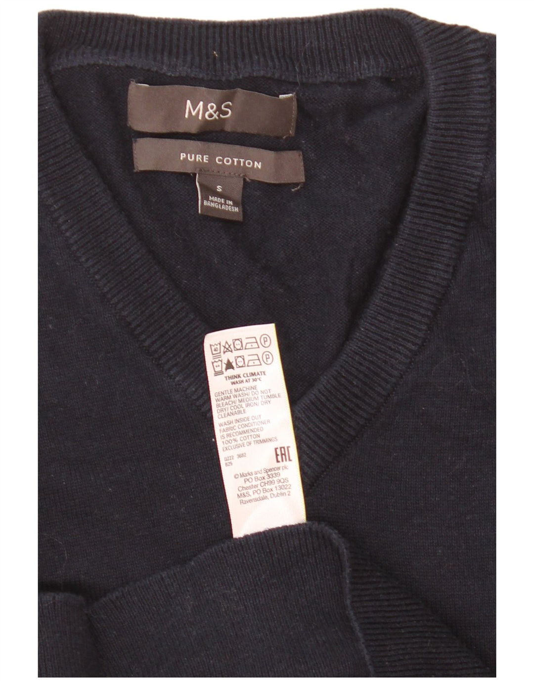 Marks & Spencer Herre V-hals sweater lille marineblå bomuld