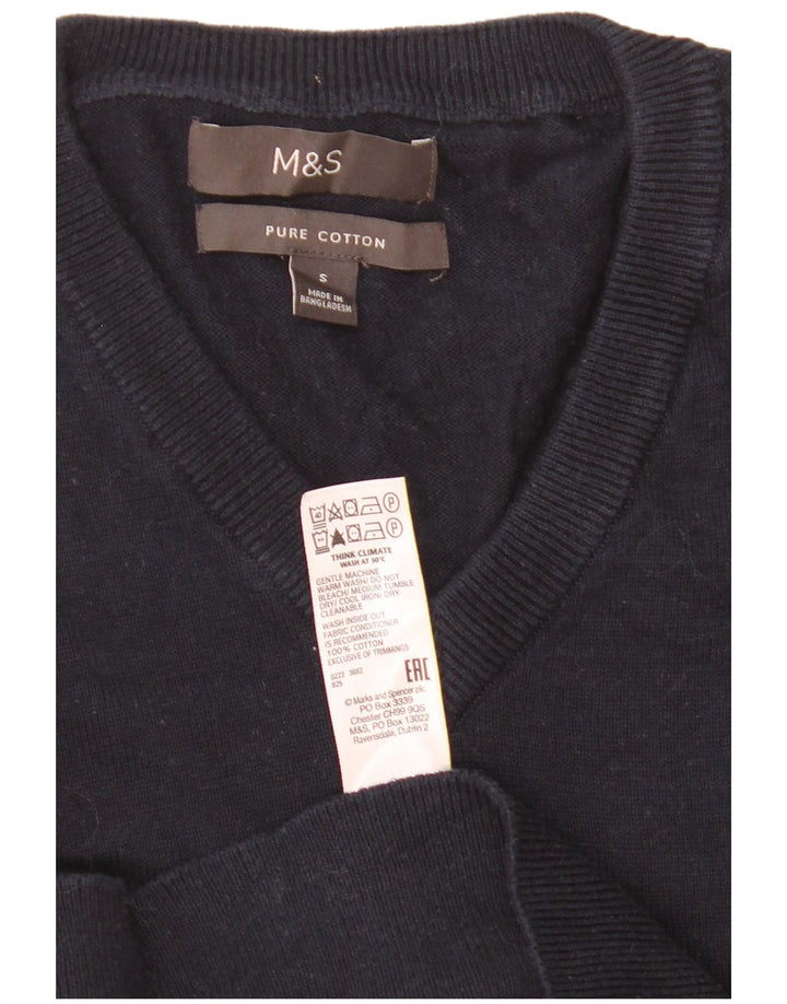 Marks & Spencer Herre V-hals sweater lille marineblå bomuld