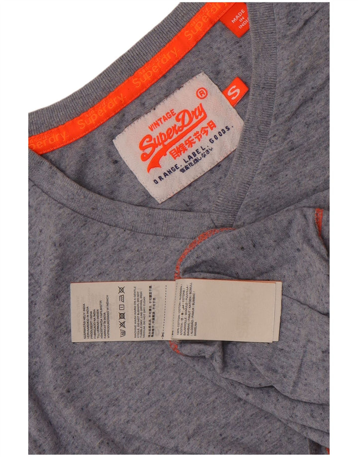 Superdry T-shirt top til mænd, lille blå flækket bomuld