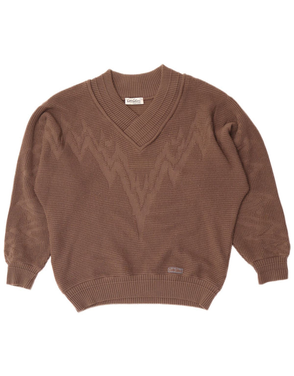 Carlo Colucci Herre V-hals sweater XL Brun
