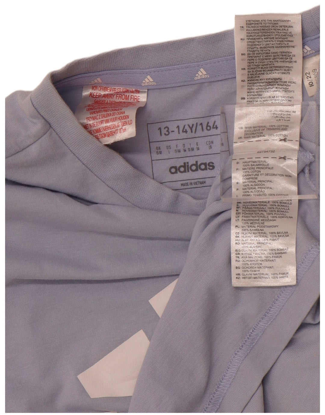 ADIDAS Piger Grafisk T-Shirt Top 13-14 År Blå Bomuld