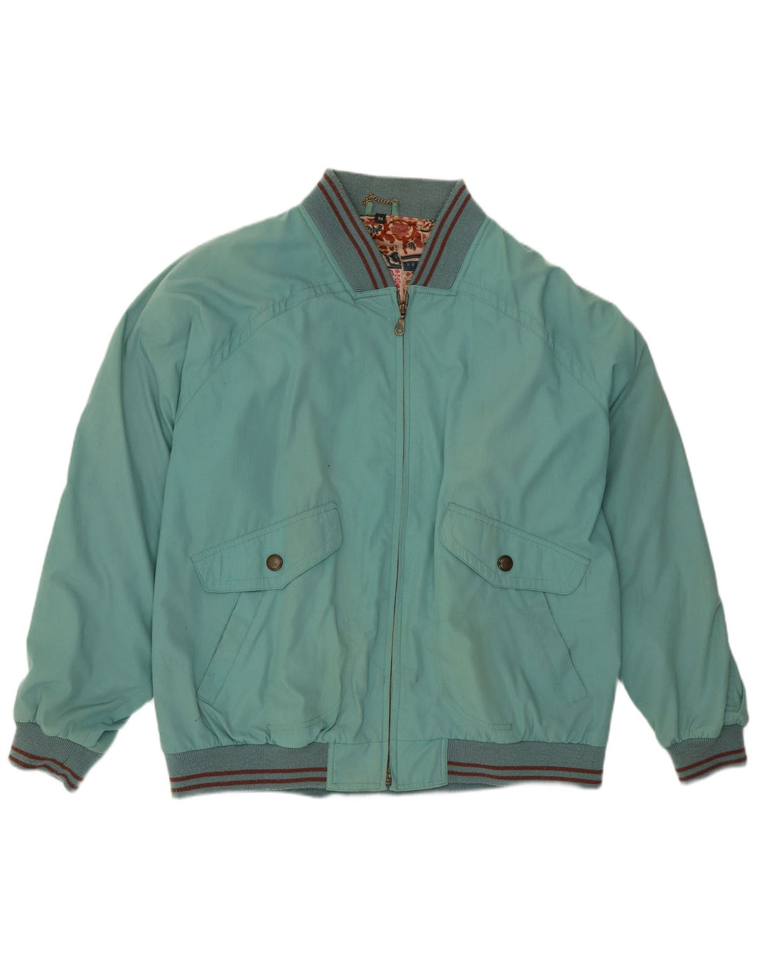 Vintage bomberjakke til mænd IT 54 2XL blå stribet polyester