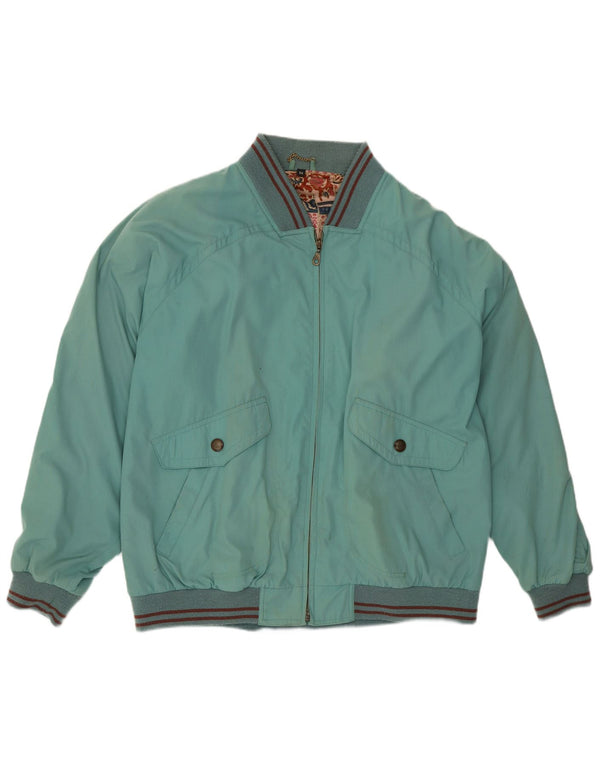 Vintage bomberjakke til mænd IT 54 2XL blå stribet polyester