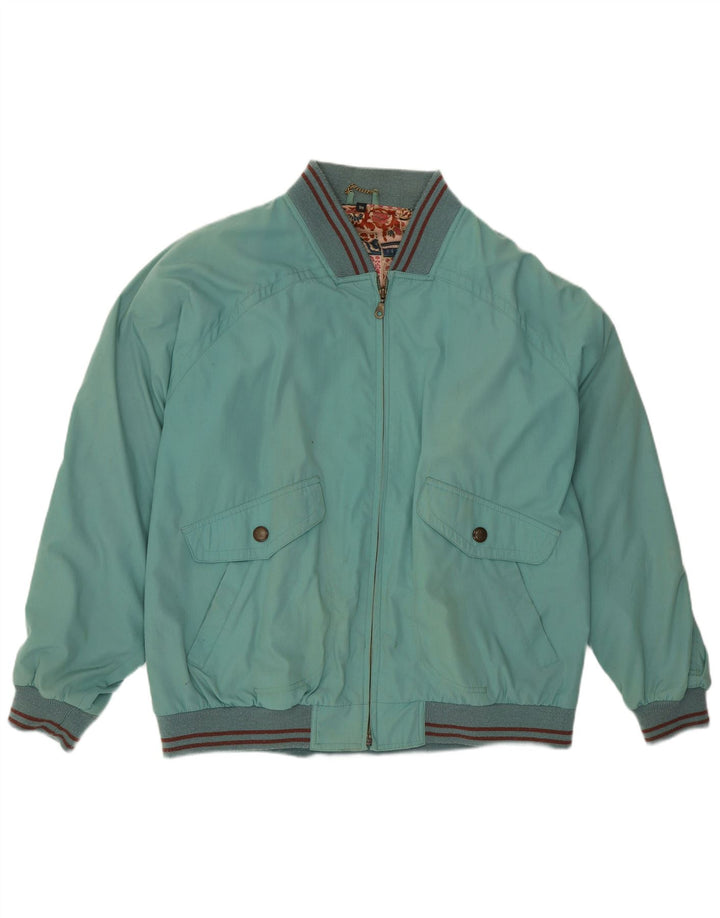 Vintage bomberjakke til mænd IT 54 2XL blå stribet polyester