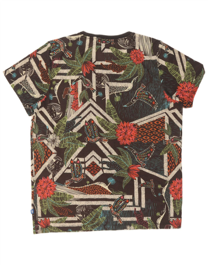 Adidas Dame Grafisk T-Shirt Top UK 14 Medium Multicolored Floral