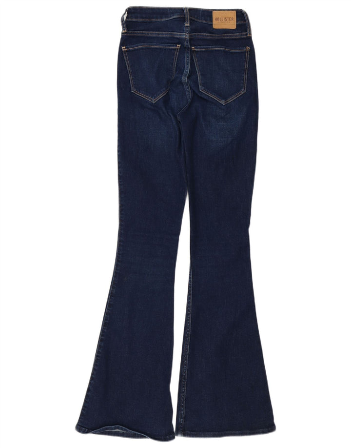 HOLLISTER Kvinder Curvy High Rise Flared Jeans W24 L32 Marineblå Bomuld