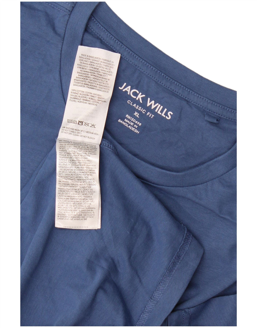 Jack Wills Herre Classic Fit T-Shirt XL Blå Bomuld