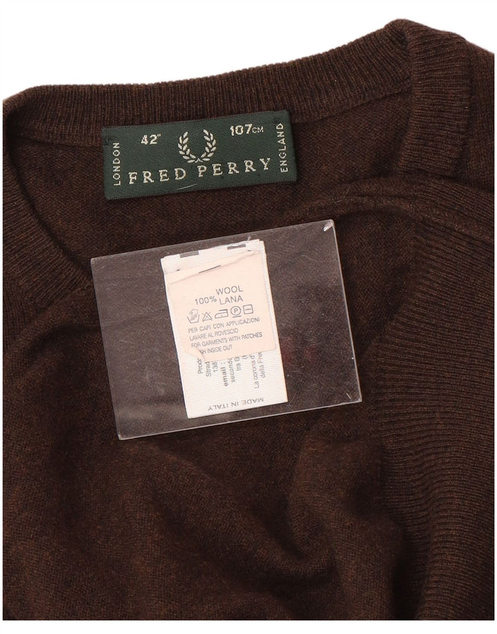 Fred Perry Herre sweater med rund hals, medium brun uld