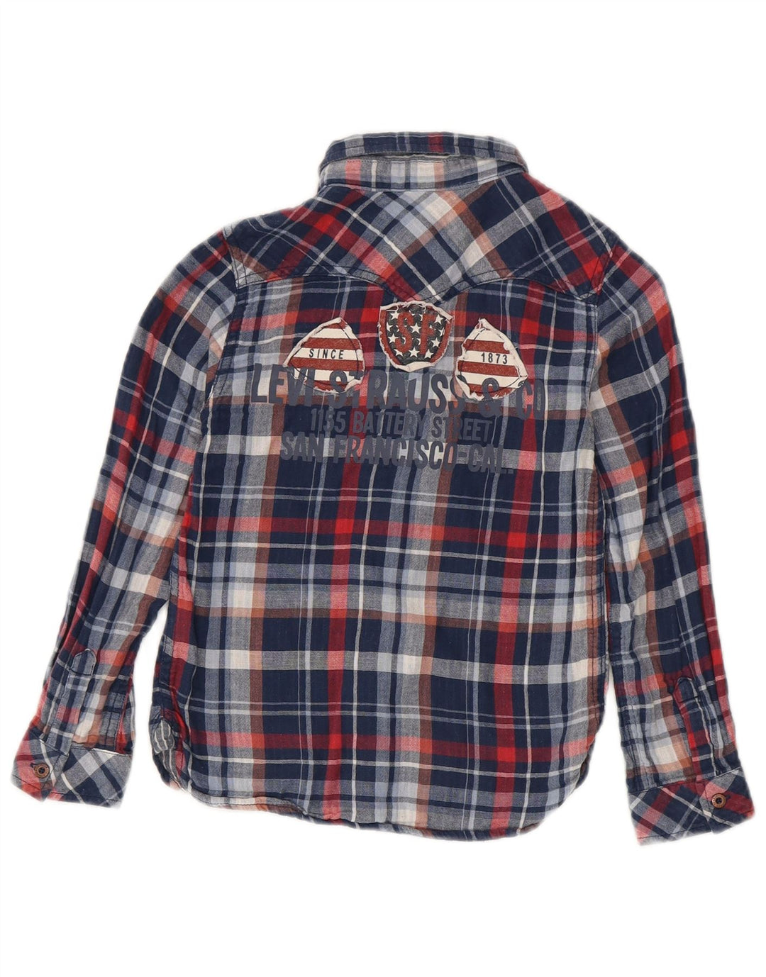 Levi's Boys San Francisco langærmet skjorte 7-8 år marineblå plaid