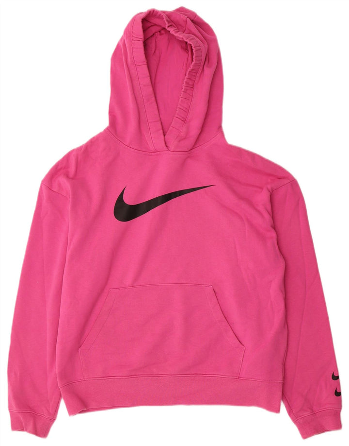 Nike Dame Grafisk Oversized Hoodie Jumper UK 10 Small Pink Bomuld