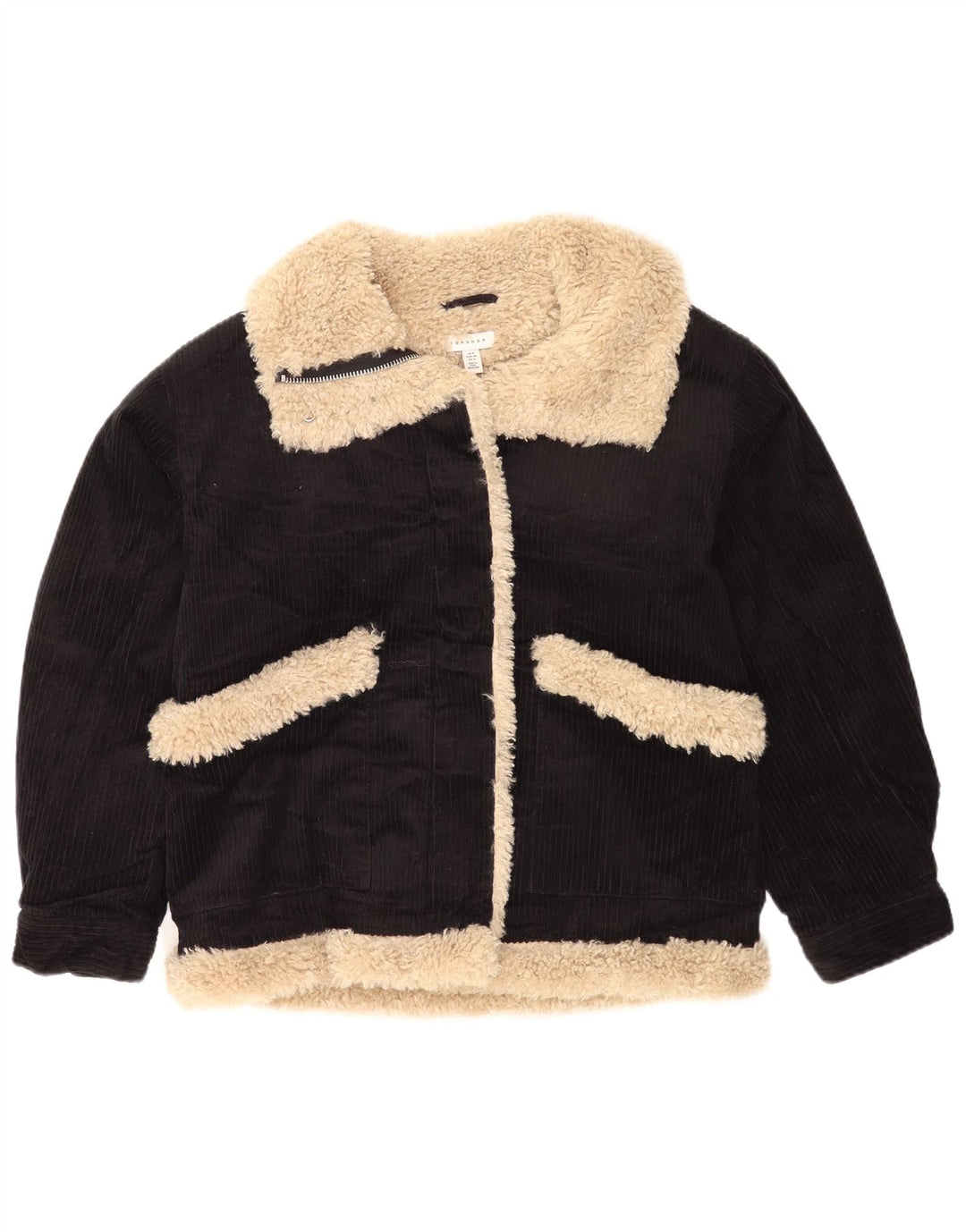 Topshop Dame Oversized Corduroy Jacket UK 8 Small Black Colourblock
