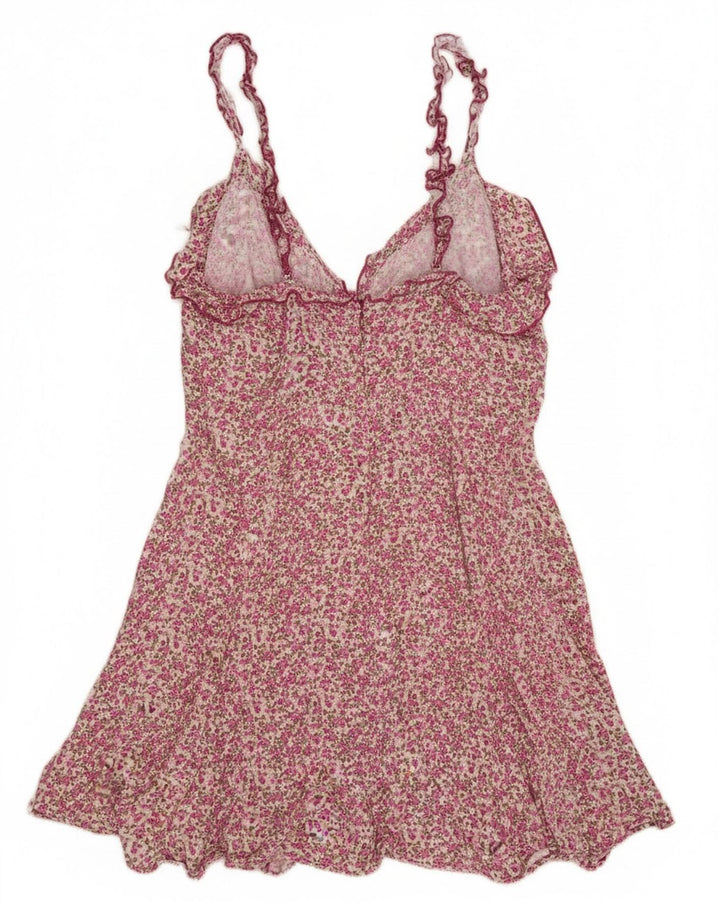 Zara Womens Ruffle Sundress UK 14 Large Pink Floral