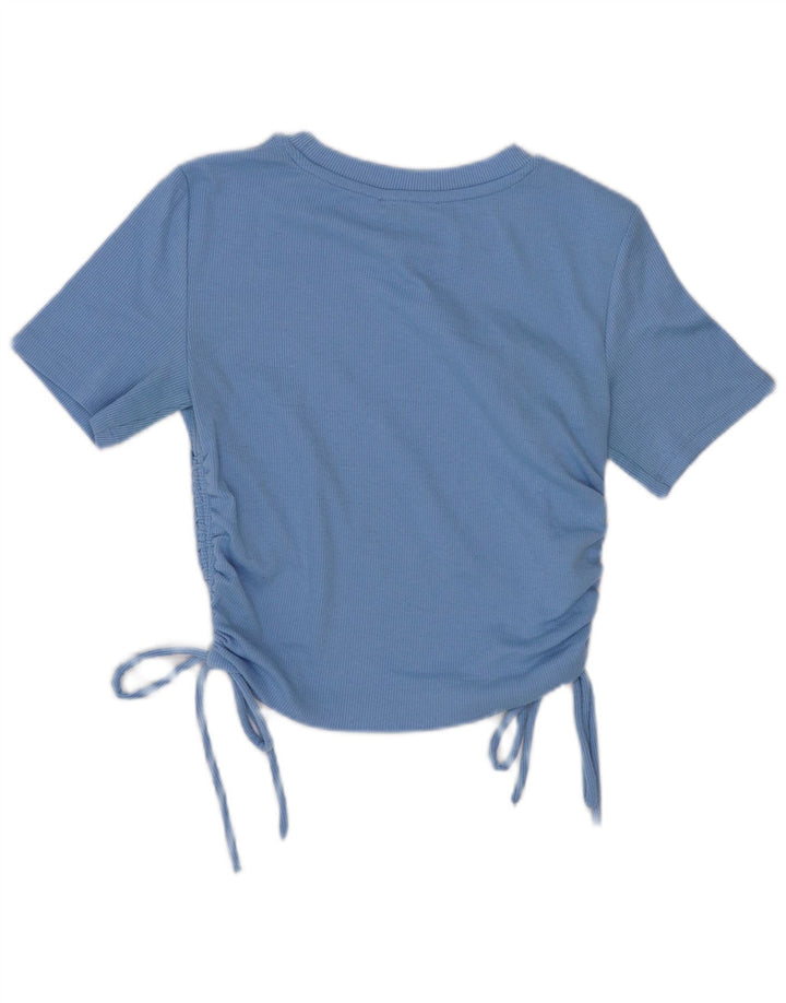 Zara Womens Crop Bluse Top UK 12 Medium Blue