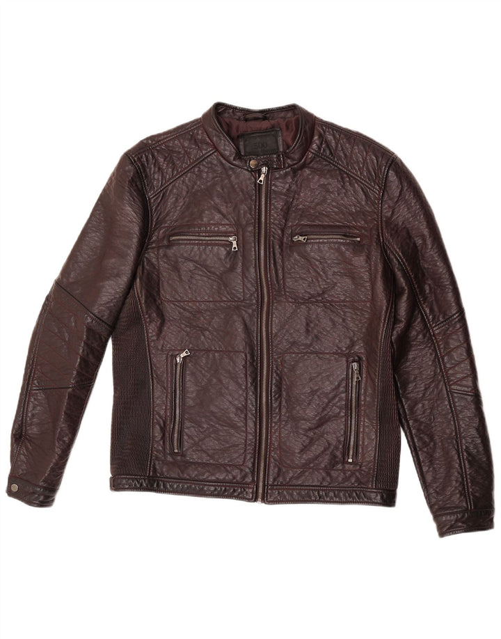 Maison Cinqcent Dame imiteret læderjakke UK 18 XL rødbrun polyurethan