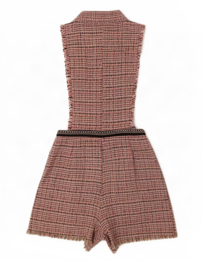 Zara Dame Ærmeløs Playsuit UK 12 Medium Flerfarvet ternet bomuld
