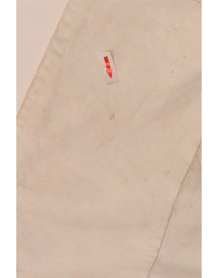 Vintage dame læder 2-delt nederdel Sæt UK 12 Medium W26 Off White