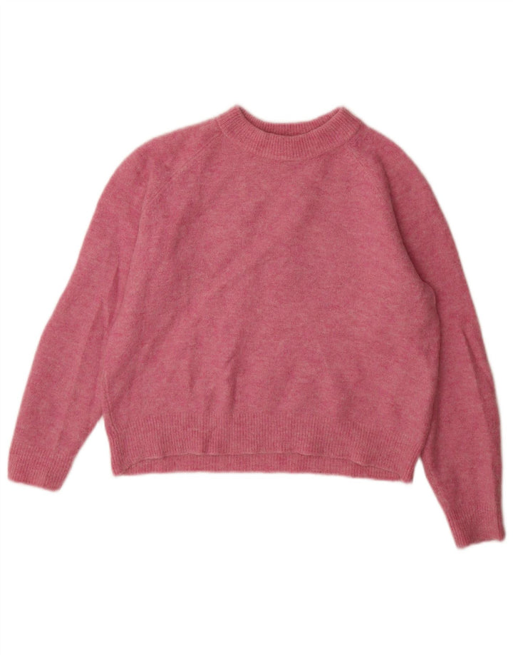 Zara Womens Oversized Crew Neck Jumper Sweater UK 10 Small Pink Nylon