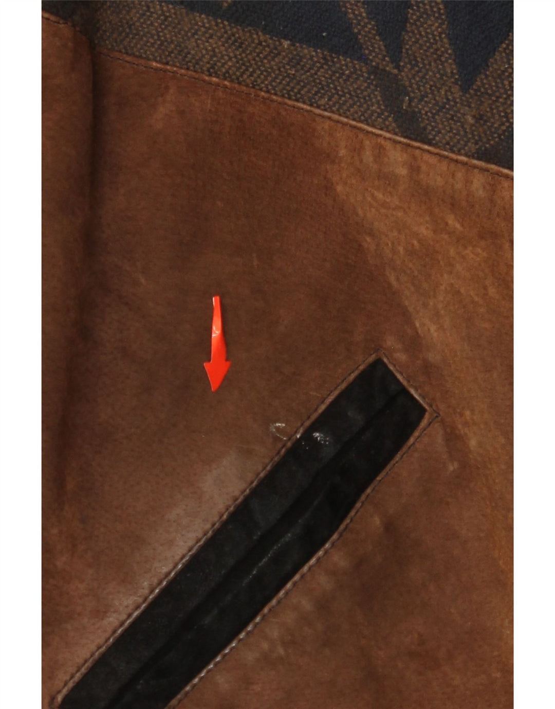 VINTAGE Herre ruskindsjakke UK 42 XL Brun Colourblock Læder