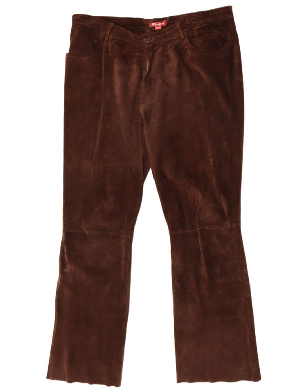 Monsoon Dame lige ruskindsbukser UK 18 XL W38 L31 Brunt læder