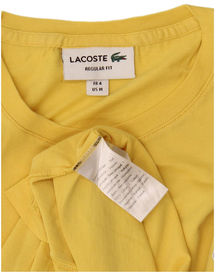 LACOSTE Mens Regular Fit T-Shirt Top Size 4 Medium Yellow Cotton