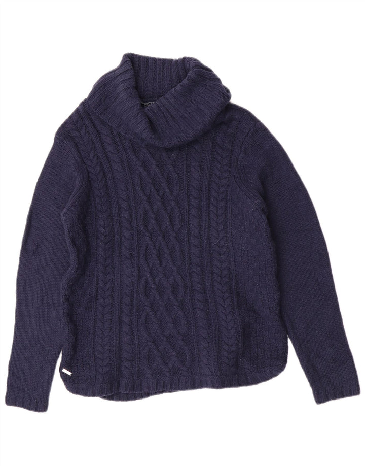 Joules Dame Roll Neck Jumper Sweater UK 12 Medium Navy Blue Akryl
