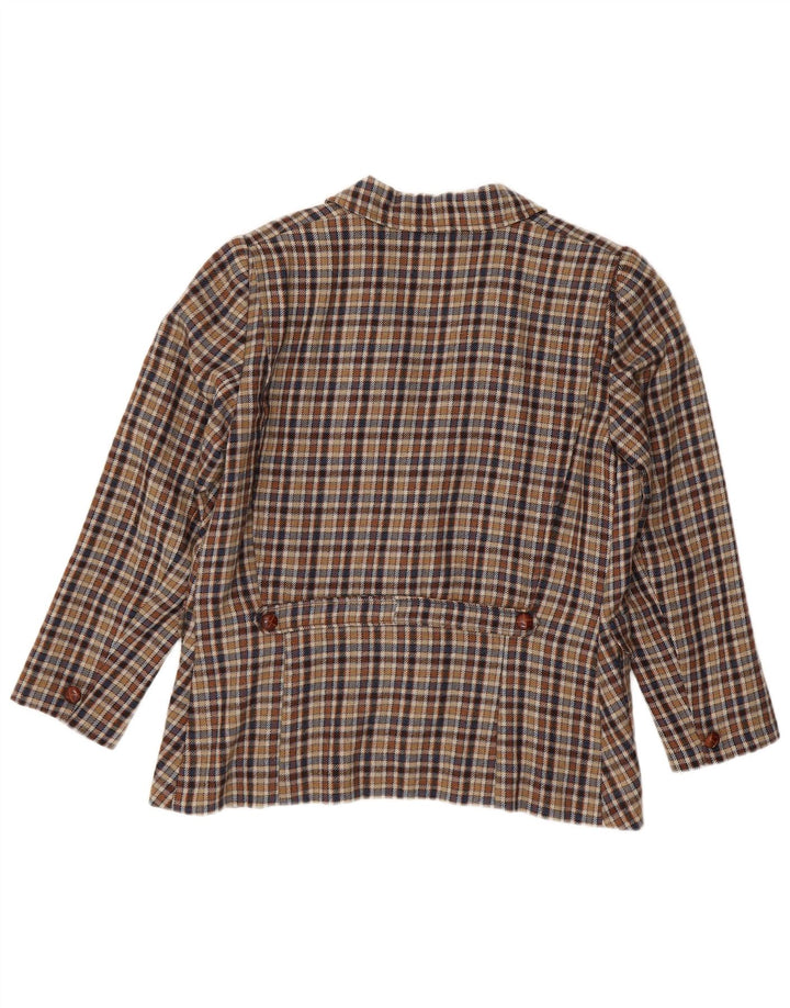 Vintage dame 2-knaps blazerjakke UK 14 Medium Beige Check